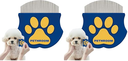 Image of PETHROOM Professional Eye Comb for Pets | Stainless Steel Tear Stain Remover for Cats & Dogs | Gentle Round-Head Grooming Tool | Compact & Portable for Eye Gunk Removal (Pack of 2)