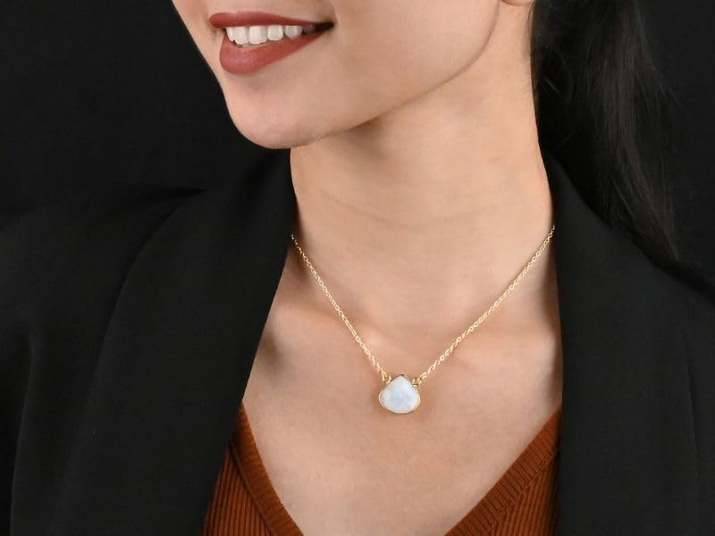 Gempires Rainbow Moonstone Teardrop Bezel Pendant Necklace New Beginning June Birthstone Jewelry Gemstone Handmade Crystal 18 Inch Hypoallergenic Adjustable Chian - Image 3