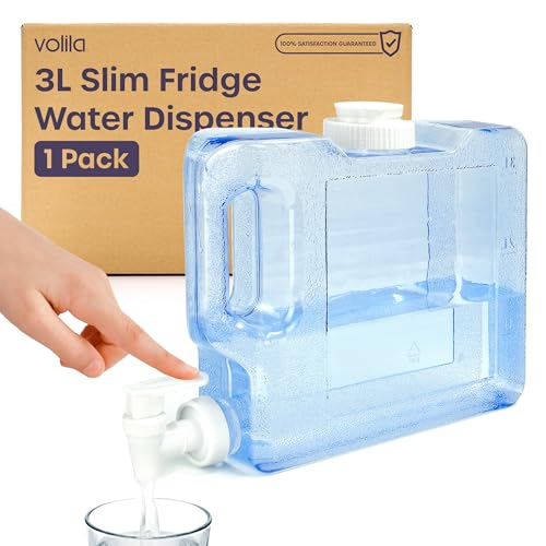 Slim Fridge Water Dispenser with Tap - 3L Reusable Dispenser for Cold Drinks - Ideal for Travel Camping Picnic and Outdoor Events