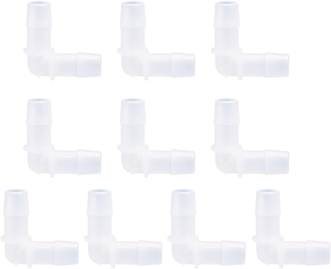 10Pcs 1/8" Hose Barb 90 Degree Elbow L Fitting, Pharmaceutical Polypropylene PP Equal Barbed Joint Splicer Mender Union Adapter Hose Fitting