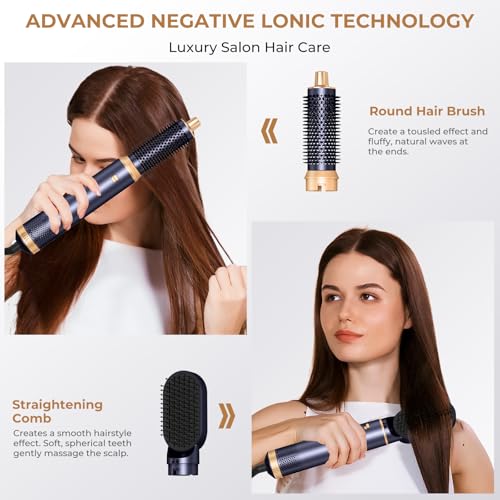 Image of 5 in 1 Hair Dryer Brush Set, Negative Ion Blow Dryer Brush Upgrade Hot Air Brush Air Styler Curling Wrap Air Curler, Curling Iron Hair Styling Tools As A Gift for Straight /Curl /Drying /Smoothing