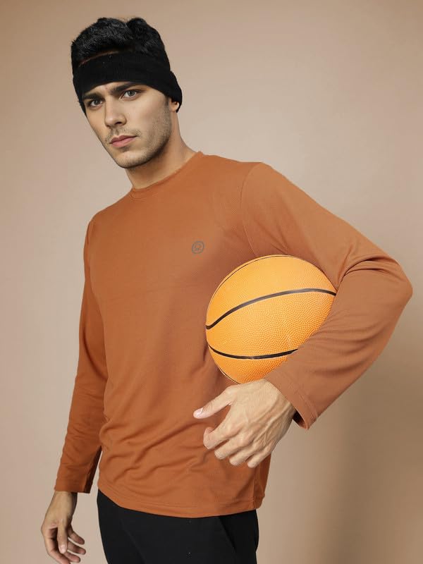 Image of CHKOKKO Gym T Shirts for Men Workout Solid Quick Dry Sports Men T-Shirts Breathable Lightweight Full Sleeve Regular Fit Round Neck Running Stylish Tshirt for man