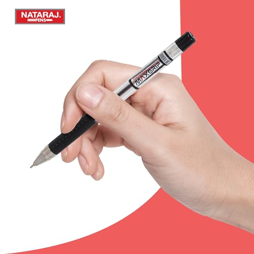 Image of NATARAJ Max Grip Ball Pen, Comfort Grip Ballpoint Pens, Medium Point (1.0mm), Smooth Writing with Metallic Finish for Elegant Look, Assorted, Pack of 1