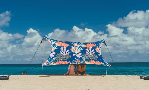 Image of Neso Portable Beach Tent Sun Shelter with Sand Anchor - Lightweight Beach Shade Canopy - Easy Setup for Family Outings - Patented Reinforced Corners - UPF 50+ - 7 x 7ft - Save The Reef