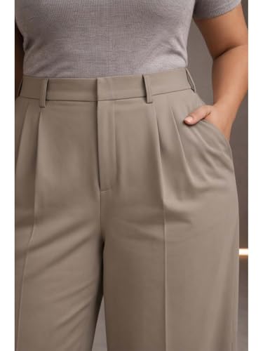 Image of KOTTY Plus Size Women's High Waist Comfortable Straight Fit Formal Pants