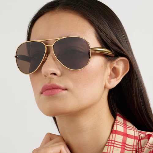 YDAOWKN Retro Gold Aviator Sunglasses for Women Men, Metal Oversized 70s Aviators Sun Glasses3