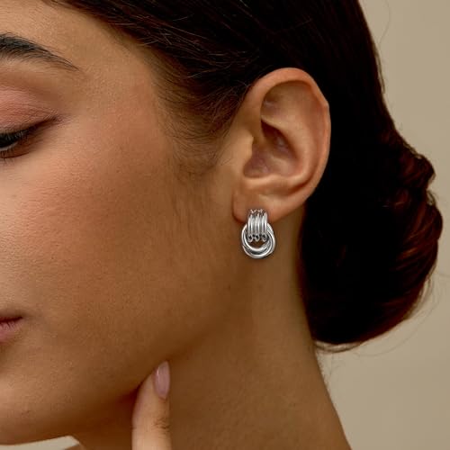 Image of SHERLOVE Chunky Knot Gold Earrings Women Statement Drop Dangle Earrings | 14K Gold Plated Hypoallergenic Lightweight,Trendy Dainty Elegant Cute,Women Gold Jewelry Fashion Accessories Gifts