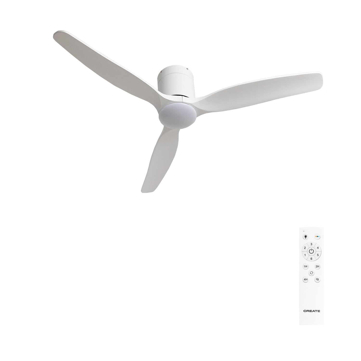 CREATE / WIND CALM SLIM LIGHT/Ventilateur de plafond avec lumière blanc télécommande / 40W, Silencieux, Ø132 cm, 6 vitesses, plafonnier slim light, fonction été-hiver, LED 3 températures
