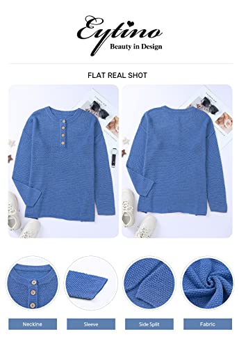 Image of Eytino Womens Plus Size Sweaters Casual Long Sleeve Loose V Neck Button Henley Tops Pullover Knit Jumpers,(1X-5X)