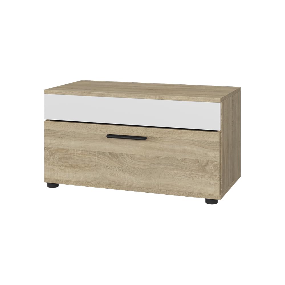 Vicco Mobile da soggiorno Berno, Sonoma/Bianco, 70.8 x 38.9 cm con porta a battente, adatto per riporre libri e raccoglitori