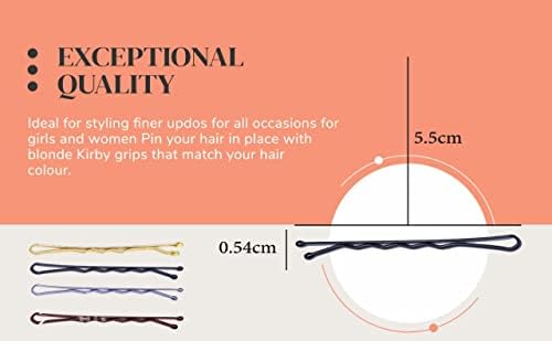Bellure 150 Pcs Blonde Bobby Pins with Storage Box Kirby Hair Grips (5.5cm/2.2 in) Hair Pins Good for All Types of Hair Styling Needs for Girls, Women, & Hair Salons