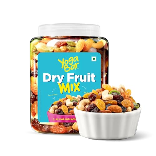 Image of Yogabar The Dry Fruit Mix, 850g (Contains Cranberries 20% Alomds 12%, Cashews 9%, Black & Green Raisins, Pumpkin seeds,Pistachios,Blueberries)