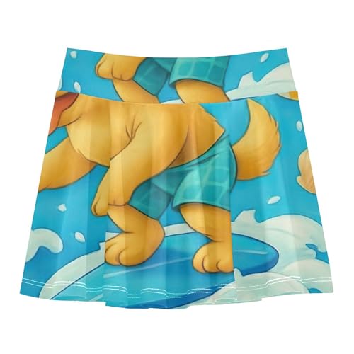 Kids Tennis Skirts Playful Golden Retriever Puppy Athletic Shorts for Girls Skorts Fun Cute Cheer Skirt 4t