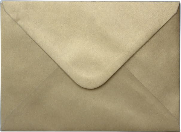 100 Pack C5 Gold Metallic Pearl Envelopes | 100gsm Premium Paper for Invitations Greeting Cards & Special Occasions