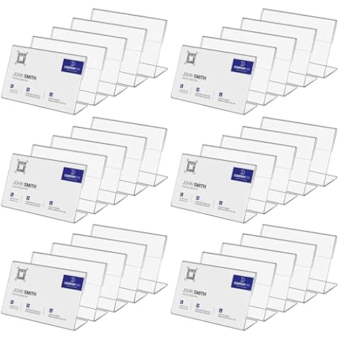 30 PCS Small Acrylic Sign Holder 2.36" X 1.57", Mini Acrylic Food Sign Labels for Party Buffet, Retail Price Display, Clear Plastic Table Counter Top Stand for Place Cards, Name Card, Wedding Signs Cover