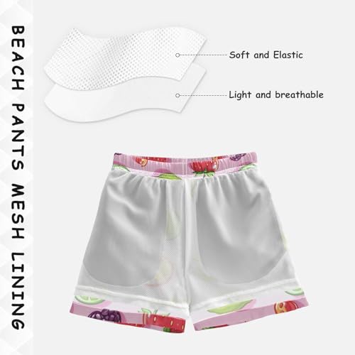 Pigsaly Boys' Swim Board Shorts Cute Lemon Blueberry Mango Gummy Jelly Candy Boy's Swim Trunks Kids Swimwear 2T4