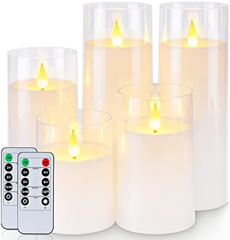 DRomance Velas De Cristal Sin Llama De árbol De Navidad Con Temporizador Remoto, Funciona Con Pilas