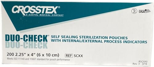 Crosstex CR-SCXX Duo-Check Selfseal Sterilization Pouch, 2.25"x4" (Pack of 200)