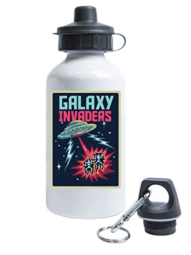 Galaxy invaders retro game styled poster tourist water bottle flask