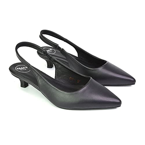ESSEX-GLAM-Womens-Low-Kitten-Heel-Shoes-Ladies-Slingback-Sandals-Pointed-Toe-Party-Bridal-Evening-Pumps-Size-3-8