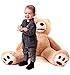 MAKOSAS Geant Ours en Peluche 100cm - Teddy Bear - Enfant Jouet Brun Nounours - Marron Peluche Ourson 39 inch - Cadeau Anniversaire des Enfants pour Bébé Fille Petite Amie - Doux Oreilleren Peluche
