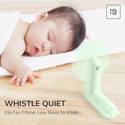JISULIFE Handventilator Mini Ventilator 3 IN 1, mit 4500 mAh Powerbank USB Akku Klein, Batteriebetrieben Max 37Hrs Runtime Tragbarer Ventilator, Taschenlampen Funktion-Grün 5
