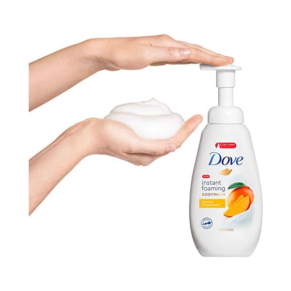 Dove Foaming Body Wash for All Skin Types Mango Butter For Glowing Skin, 13.5 Ounce (Pack of 4)