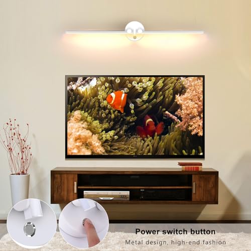 Image of Kawell 12W LED Wall Light Hardwired with Switch 300 Rotatable Arms Modern Sconce Lighting for Living Room Bedroom Hallway Indoor Energy Efficient Fixture, White 3000K