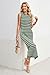 OUGES Women's 2026 Summer Maternity Dress for Photoshoot Baby Shower Midi Dress Sleeveless Crewneck Side Slit Bodycon Striped Knit Sweater Dress(Gray Green White Striped,S)