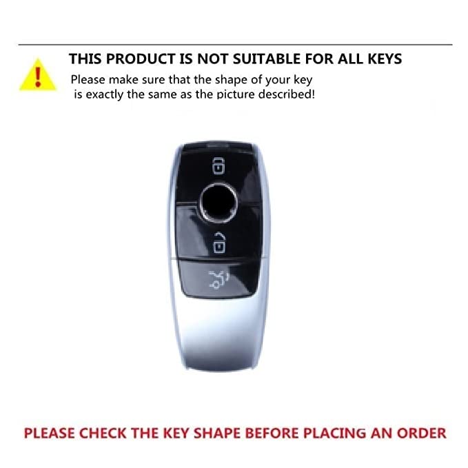 Image of KMH Metal Car Key Cover Compatible with Mercedes Benz AMG W205 E320L C200 C180 C260 C300 Series Model Smart keycover with Keychain 3 Button Key Shell Case Holder Protector (Metallic) Pack of 1