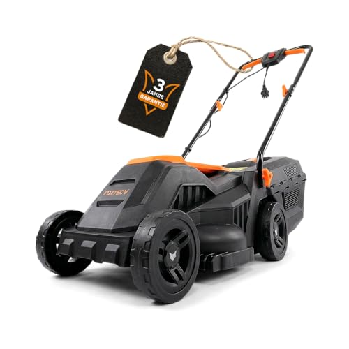 FUXTEC Elektro Rasenmäher mit Kabel FX-RME33, Elektromäher mit 33cm Schnittbreite, 30L Grasfangkorb, 9kg Leichtgewicht, Variable Schnitthöhe 20-60mm, geräuscharm 1200Watt & 220V