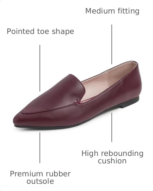 Image of FEVERSOLE Women's Loafer Flat Pointed Fashion Slip On Comfort Driving Office Shoes