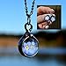 Bayou Glass Arts Handmade Forget Me Not Necklace and Earrings Set, Natural Pressed Flower Jewelry, Quality Glass, Not Plastic Resin, Artisan Jewelry for Women, Blue Gift for Her (24, Gunmetal Finish)