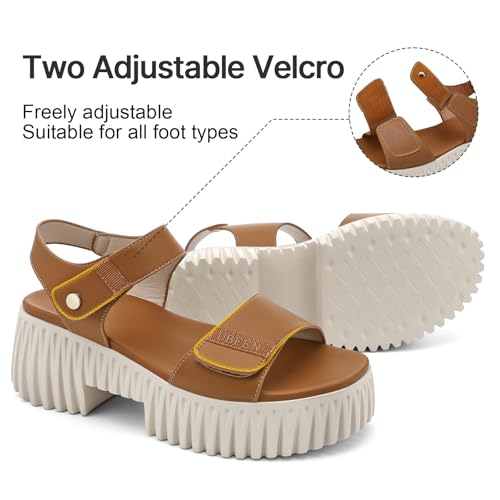 Image of UBFEN Womens Platform Sandals Chunky Wedge Heel Comfortable Arch Support | Lightweight Block Heel, Adjustable Straps, Soft Cushioned Footbed for Dressy, Casual, and Summer Wear