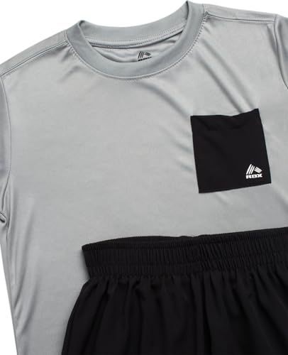 Image of RBX Boys Athletic Shorts Set - 2 Piece Lightweight Short Sleeve Performance T Shirt and Woven Pull-On Running Shorts for Boys