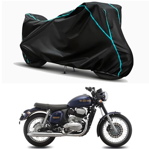 Image of Waterproof Bike Body Cover Compatible for | Jawa Forty Two Nebula | Taffeta Fabric, Sky Piping Design, Bottom Elastic Fit | Dustproof, Sun UV & Rain Protection for All Weather.