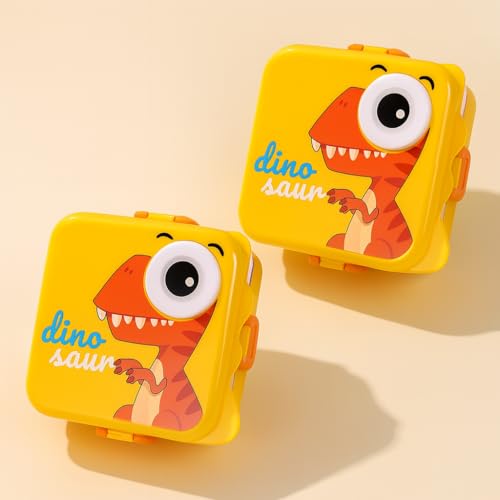 Image of YELONA 2-Layer Cartoon Shape Kids Lunch Box | Stainless Steel Inner, 3 Compartments | Airtight Leak-Proof BPA-Free Meal Box | 1120 ML + 70 ML Sauce Cup | School, Picnic Tiffin for Girls & Boys