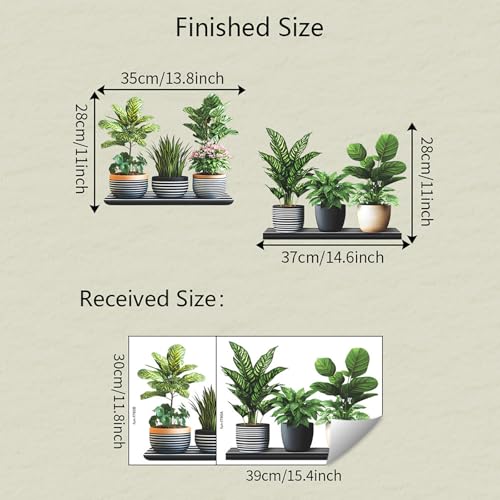 Image of Green Plant Wall Stickers, 3D Bonsai Tropical Betterfly Creative Vinyl Peel and Stick Removable Wall Art for Living Room Bedroom Home Office (Green Plant 7)