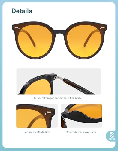 Image of SOJOS Sunglasses Womens Trendy 2025 Classic Round Retro Vintage Shades Large Frame Sunnies SJ2067
