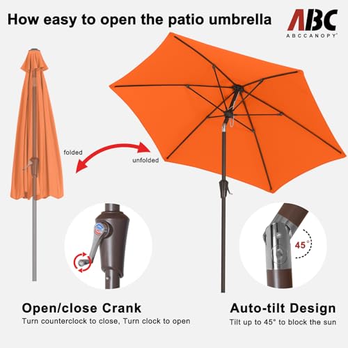 Image of ABCCANOPY 7.5FT Patio Umbrella Outdoor 6 RibsTable Umbrella(Orange) | Fade & UV Resistant Fabric,6 Fiberglass Ribs,Smooth Crank System,Wind Resistance,Great for Patio,Backyard,Garden,Deck