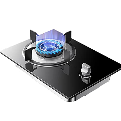 Aouoeeo Placa de Gas, Encimera de Gas, Cocina de Gas de 33 cm con Quemador, empotrada, 5,0 kW, encimera de Cristal Negro con protección contra sobrecalentamiento.