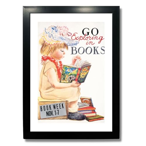 Image of Kagaz Kala - Motivational Funny Quotes - Book Readers Quotes Framed Wall Art Prints Painting Posters - Digital Vintage Posters Print, A4 Synthetic Frame (Go exploring in books)