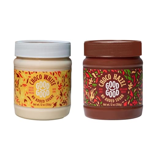 GOOD GOOD Belgian Choco Hazel &amp; White Bunde - 12 oz (350g) - No Added Sugar - Low Glycemic - Keto Friendly - Gluten Free - Vegetarian Friendly (2 Pack)