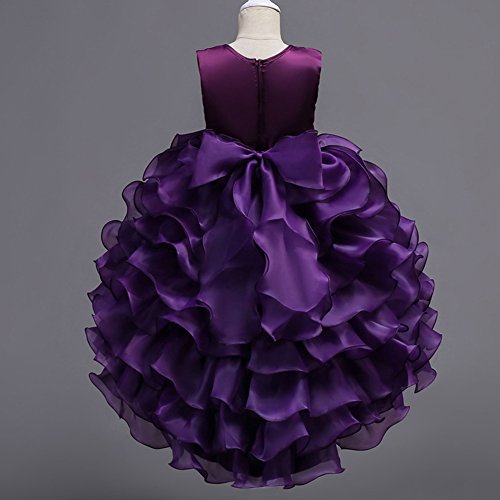 Girls Vintage Ruffle Lace Tulle Flower Girl Dresses Junior Bridesmaid Bow Princess Gown Party Wedding Trailing Dress #TOP3