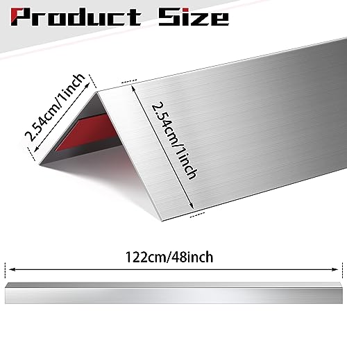 Image of Therwen 5 Pcs 1 x 1 x 48 Inches 304 Stainless Steel Corner Guards Metal Wall Guard Protector Corner Trim Molding for Door Countertop Furniture Cabinet Protection