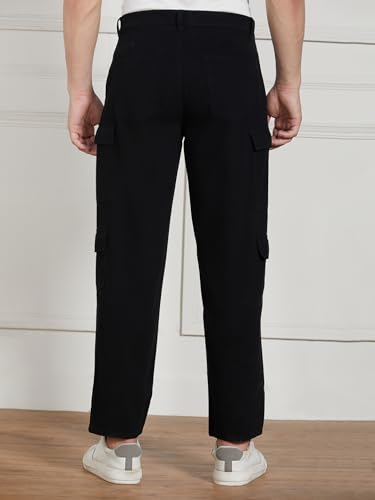 Image of Dennis Lingo Men Cotton Lycra Solid Stretchable Cargo Trousers