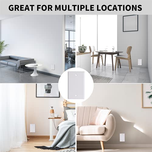 Blank Outlet Covers Standard Size Wall Plate Electrical Outlet Cover Plates, 1-Gang No Device Blank Wall Plate, White (10-Pack) #TOP4