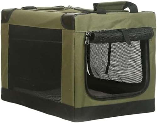 Joxoilso犬用キャリーバッグ ソフトクレート 中型犬 小型犬 大型犬 猫 メッシュ 折りたたみ ペットクレート 省スペース 頑丈 耐久性 変形可能 車 病院 キャンプ 屋内外での使用に適しています。 実用なタイプ (アーミーグリーン)
