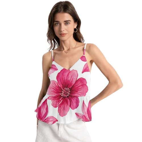 Camisole pour femme à bretelles réglables et col en V motif aquarelle