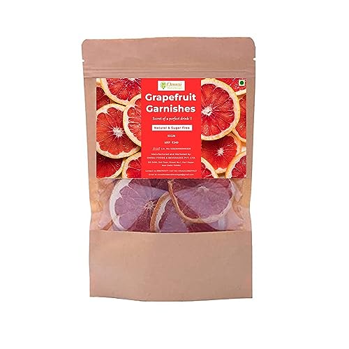 Image of Omrai Foods Dried grapefruit Slices Garnishes 50GM (Pack of 1) | Dehydrated grapefruit Garnish for Cocktails, Mocktails, Detox Water,Tea | 100% Natural Air Dried Fruit grapefruit Slices for Decoration